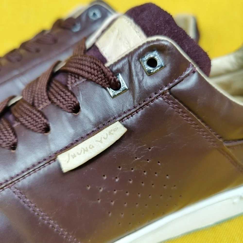 Jhung Yuro Exotic Leather Casual Grey Burgundy Sneakers Men's Shoes Size 11